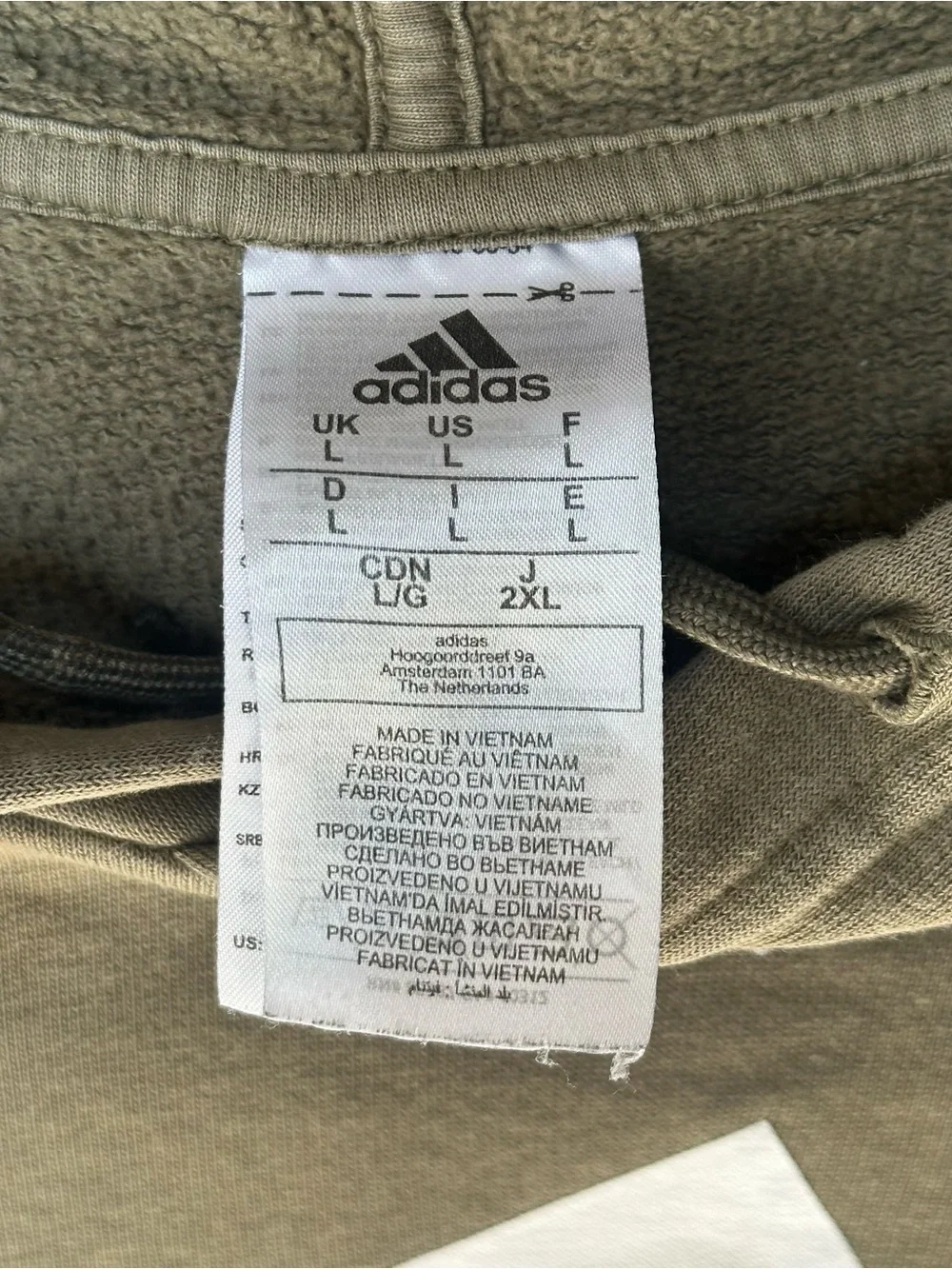 Adidas Essentials Big Logo Pullover Hoodie Olive Green Men’s Large Fleece